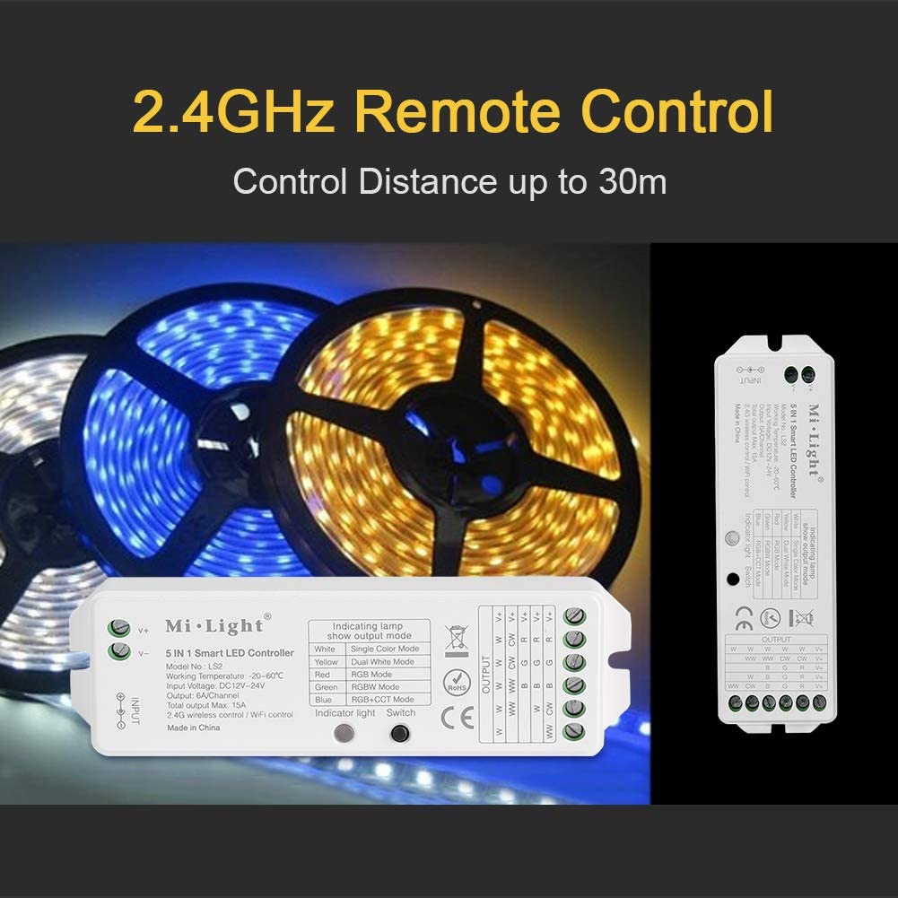 Controlador 5 en 1 MONO, CCT, RGB, RGBW, RGB+CCT