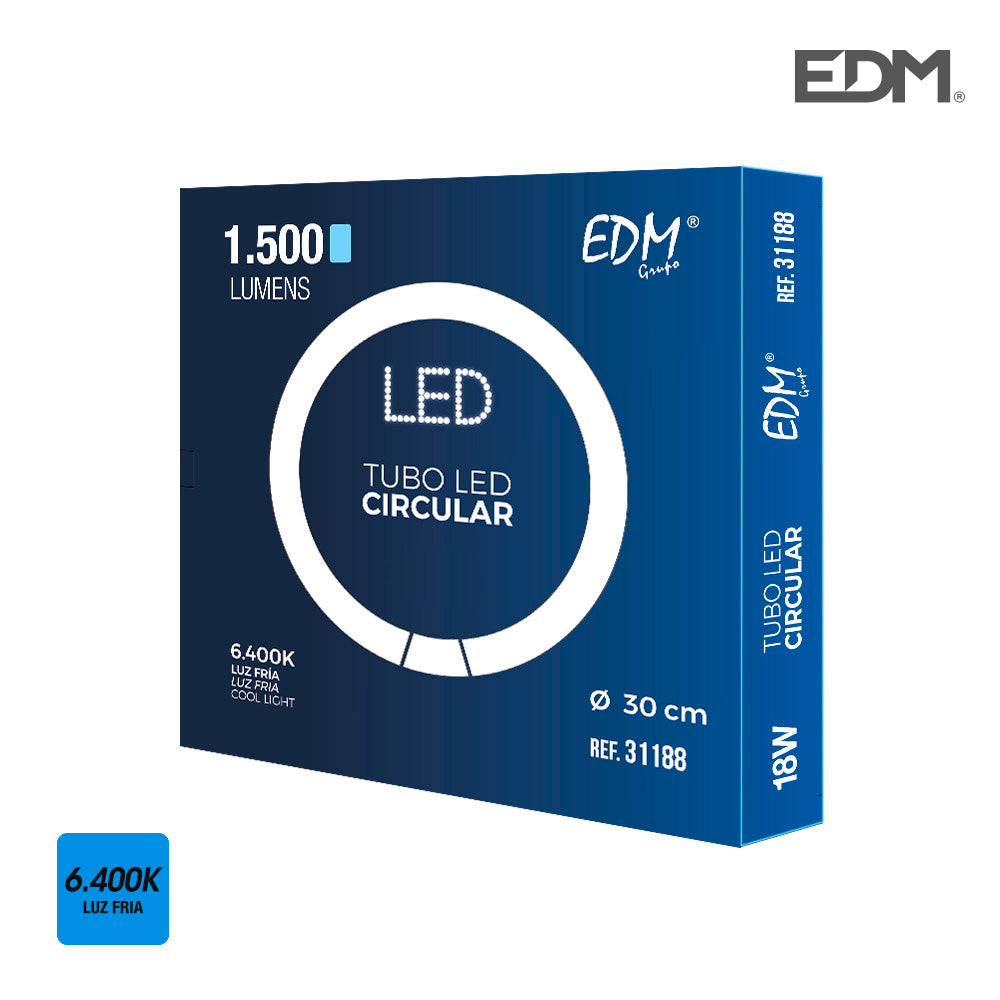 Tubo circular led g10q 20w 2100lm 6400k luz fria (eq. 32w) ø30cm edm