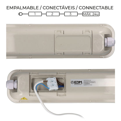 Regleta estanca led ip65 18w 1500lm 6500k luz fria 5,9x59x6,6cm edm