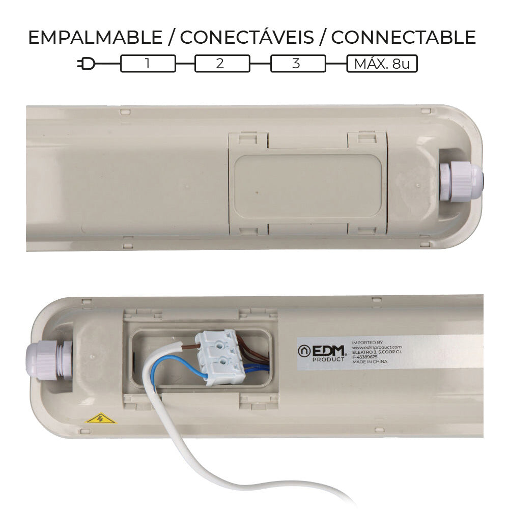 Regleta estanca led ip65 48w 4000lm 6500k luz fria 8,6x148x6,6cm edm