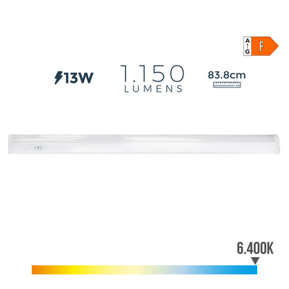 Regleta electronica led 13w 1150lm 6400k luz fria 3,6x83,8x3cm edm