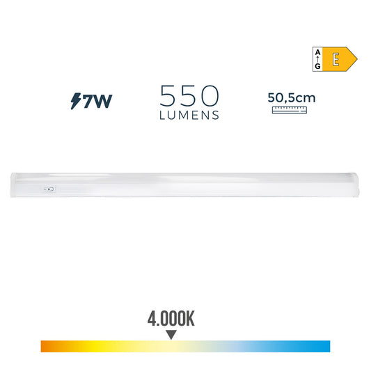 Regleta electronica led 7w 600lm 4000k luz dia 3,6x50,5x3cm edm