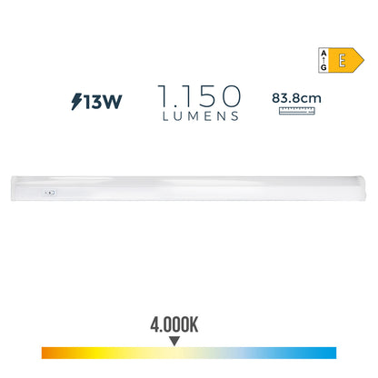 Regleta electronica led 13w 1150 lumens 4000k luz dia 3,6x83,8x3cm edm