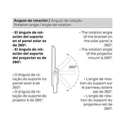 Foco proyector led solar 200w 1500lm 6500k luz fria ip65 edm