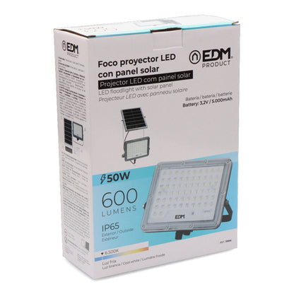 Foco proyector solar slim 50w 600lm 6.500k edm