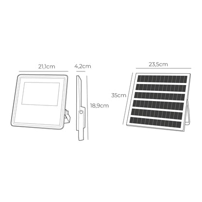 Foco proyector solar slim 100w 1.200lm 6.500k edm