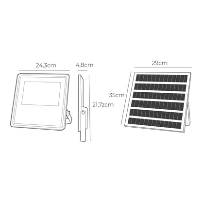 Foco proyector solar slim 200w 1.800lm 6.500k edm