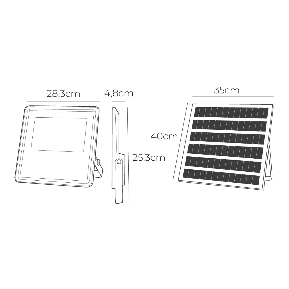 Foco proyector solar slim 300w 2.500lm 6.500k edm