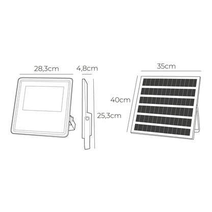 Foco proyector solar slim 300w 2.500lm 6.500k edm