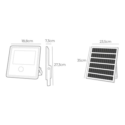 Foco proyector solar con sensor 100w 1.200lm 6.500k edm