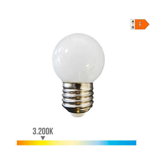 Bombilla esferica led e27 1,5w 130lm 3200k luz calida ø4,3x7cm edm