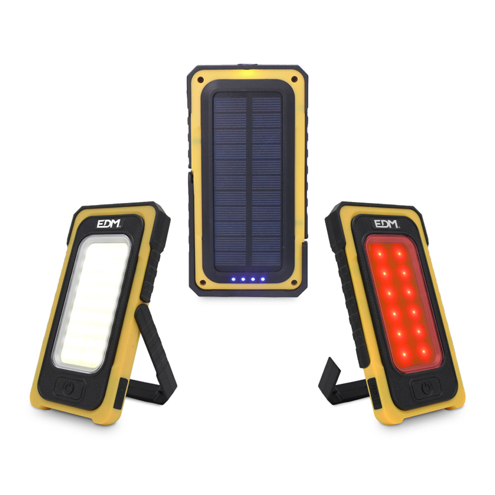 Linterna led solar recargable con gancho e imán cob 10w 750lm edm