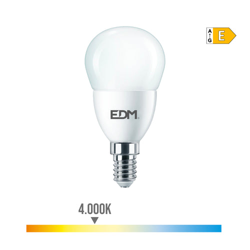 Bombilla esferica led e14 7w 806lm 4000k luz dia ø4,8x9,5cm edm