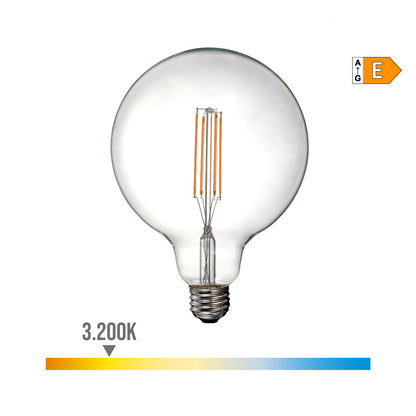 Bombilla de globo con filamento de led e27 6w 800lm 3200k luz calida ø12,5x18,2cm edm