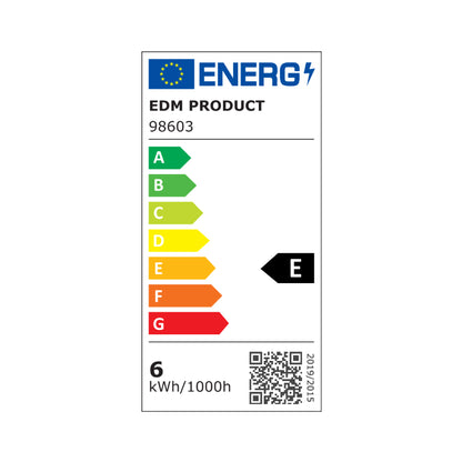 Bombilla de globo con filamento de led e27 6w 800lm 3200k luz calida ø12,5x18,2cm edm