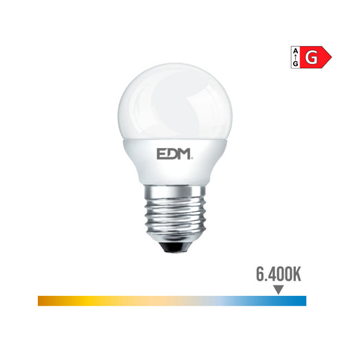 Bombilla esferica led e27 6w 500lm 6400k luz fria ø4,5x8cm edm