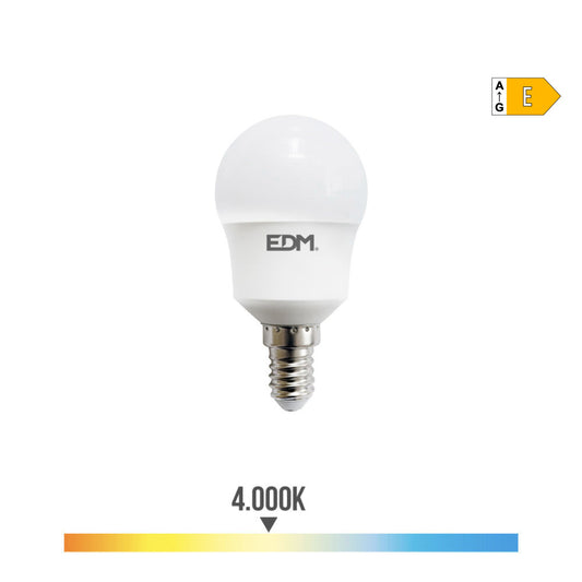 Bombilla esferica led e14 8,5w 950lm 4000k luz dia ø4,5x8,7cm edm