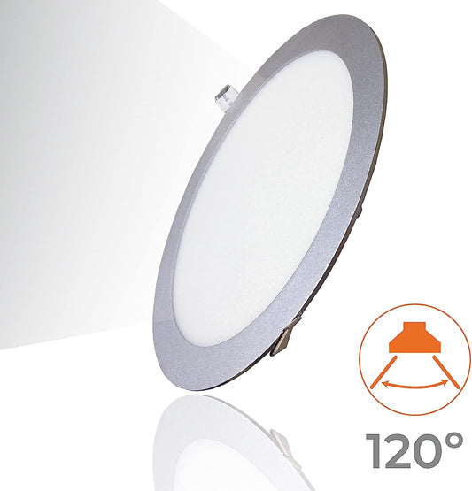 RECESSED CIRCULAR LED PANEL SILVER GRAY 20W 3000K 4000K 6000K IP20