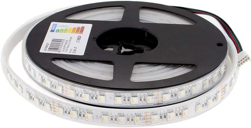 Tira LED EPISTAR SMD5050, RGB+WW, DC12V, 5m (60Led-m 4 en 1) - IP67