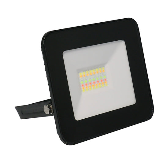 V-TAC Smart Home VT-5020 20W Proyector LED Bluetooth negro delgado SMD RGB + 3IN1 regulable funciona con teléfono inteligente