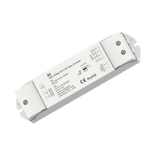Controlador Regulador Monocolor/CCT/RGB 220-240V AC Compatible con Pulsador y Mando RF